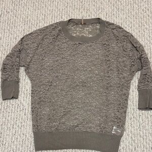 Gray Lace Knit Sweater
